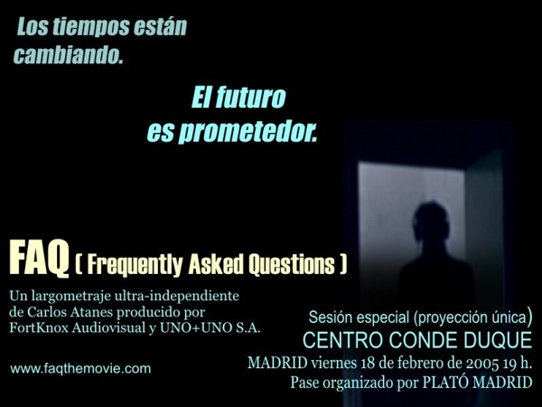 Flyer de la proyección madrileña de FAQ